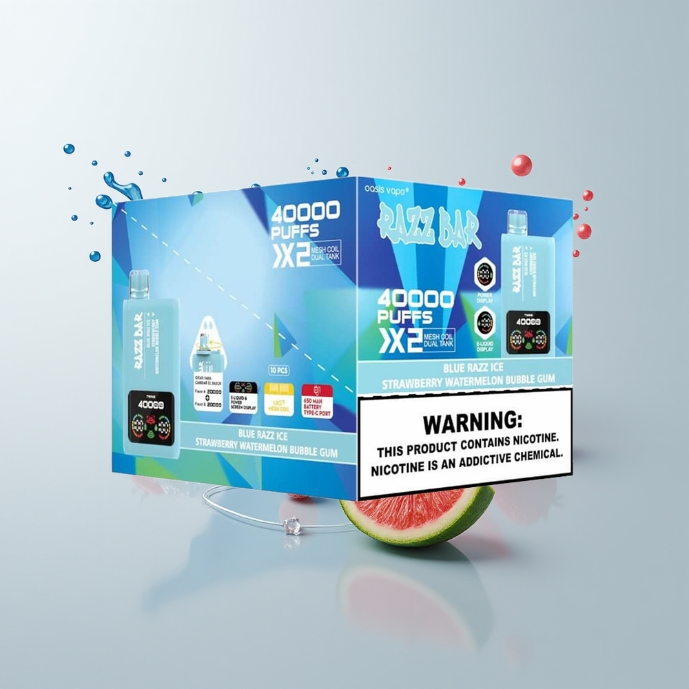 Blue Razz Ice-Strawberry Watermelon Bubble Gum Razz Bar 40000 Puffs Disposable Vape Ireland Wholesale