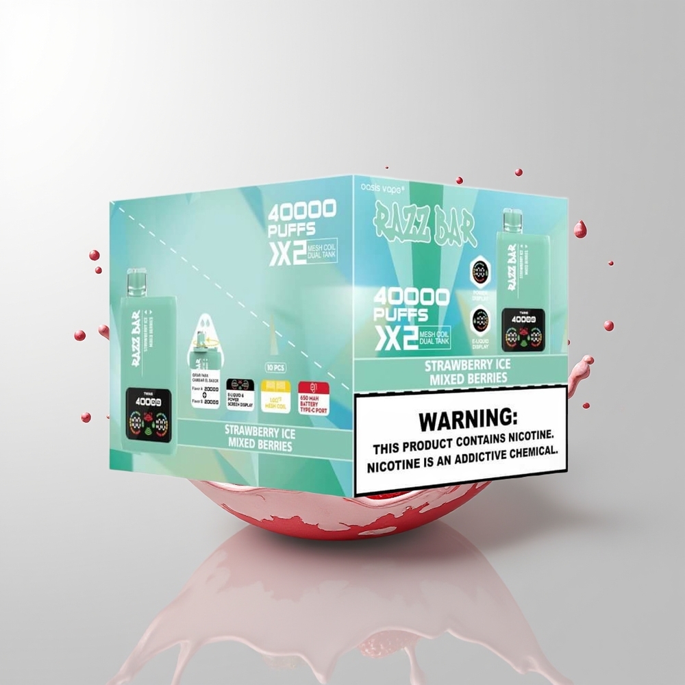 Strawberry Ice - Mixed Berries Razz Bar 40000 Puffs Disposable Vape Ireland Wholesale