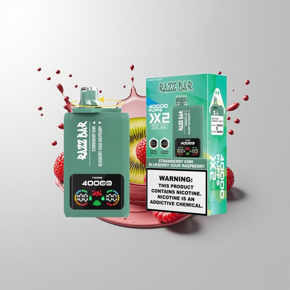 Strawberry Kiwi - Blueberry Sour Raspberry Razz Bar 40000 Puffs Disposable Vape Ireland Wholesale