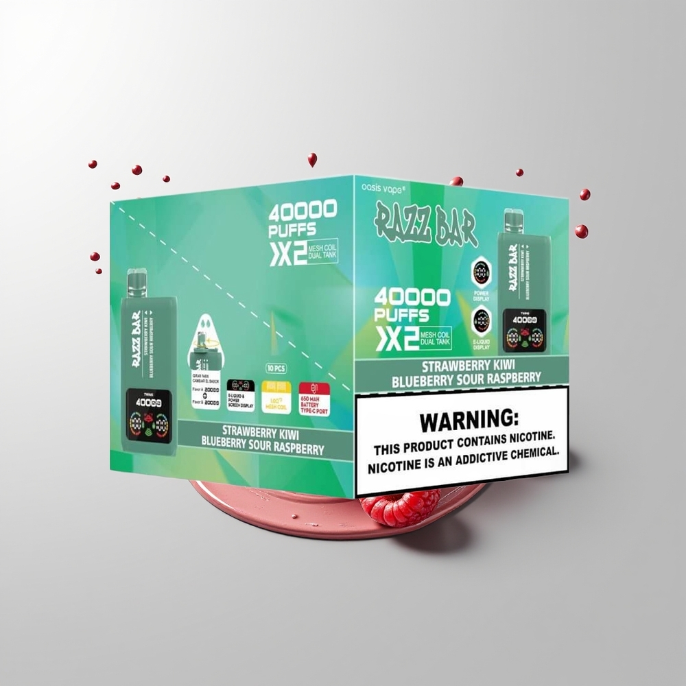 Strawberry Kiwi - Blueberry Sour Raspberry Razz Bar 40000 Puffs Disposable Vape Ireland Wholesale