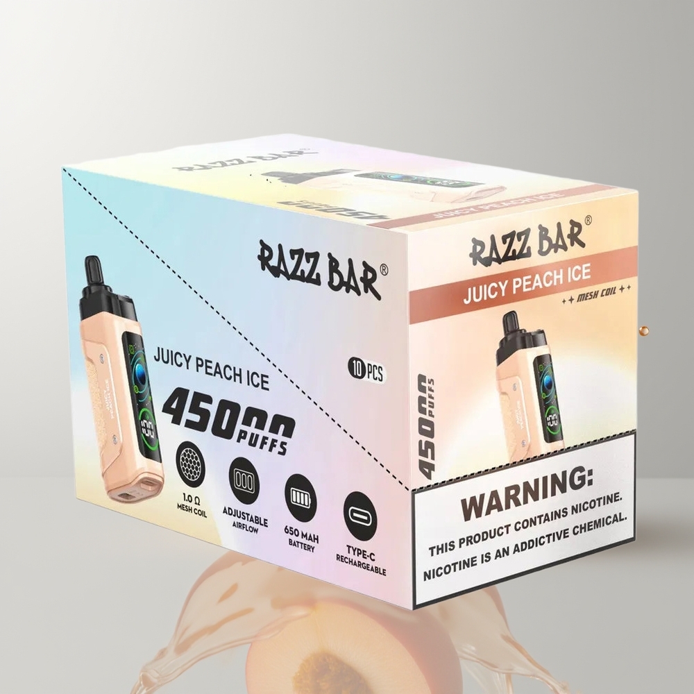 Juicy Peach Ice Razz Bar 45000 Puffs Disposable Vape Ireland Wholesale