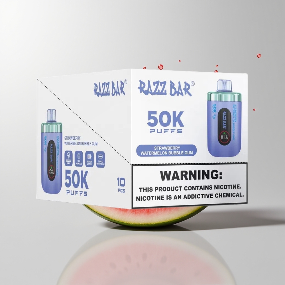 Strawberry Watermelon Bubble Gum Razz Bar 50K Puffs Disposable Vape Ireland Wholesale