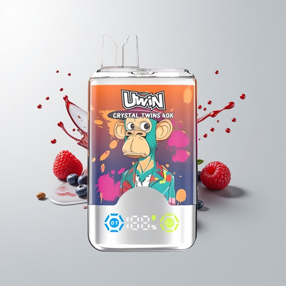 Strawberry Raspberry Cherry Mr Blue Uwin Crystal Twins 40000 Puffs Disposable Vape Ireland Wholesale
