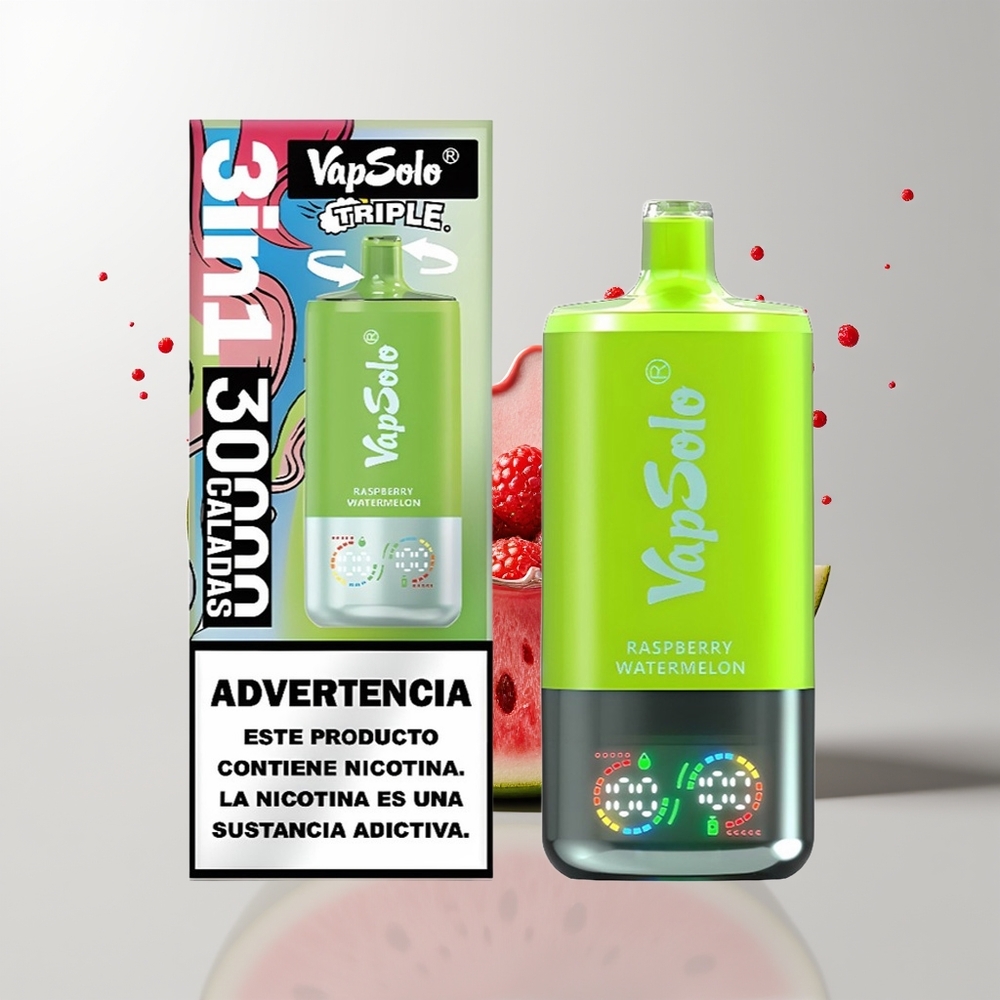 Raspberry Watermelon Vapsolo Triple 30000 Puffs Disposable Vape Ireland Wholesale