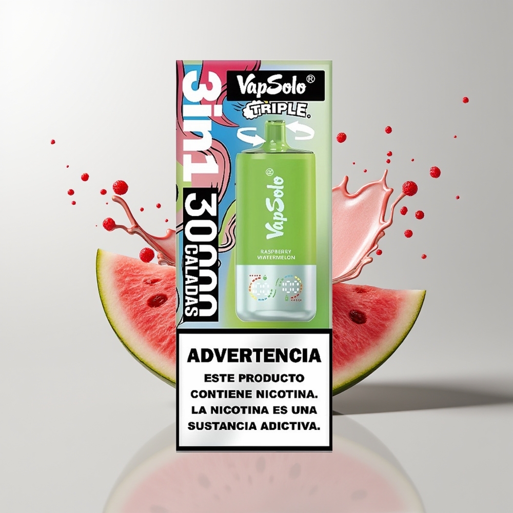 Raspberry Watermelon Vapsolo Triple 30000 Puffs Disposable Vape Ireland Wholesale
