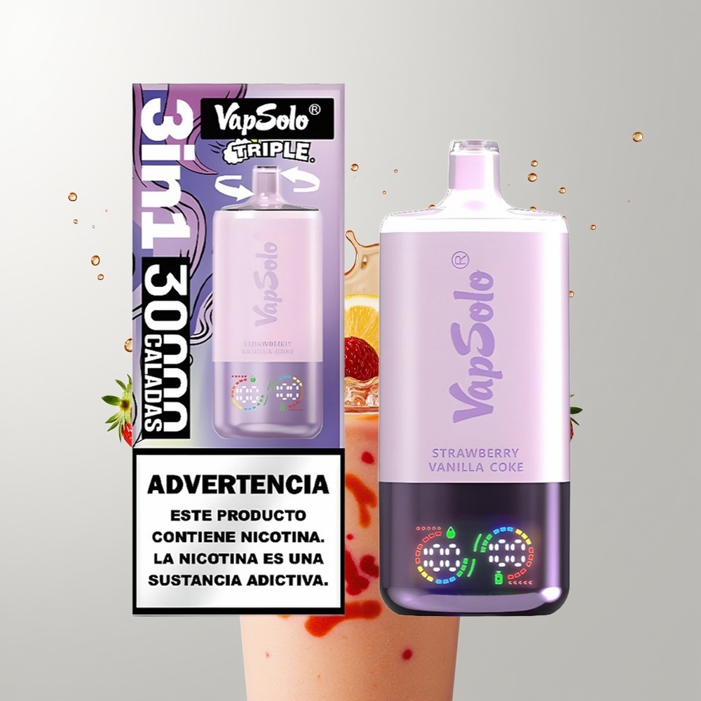 Strawberry Vanilla Coke Vapsolo Triple 30000 Puffs Disposable Vape Ireland Wholesale