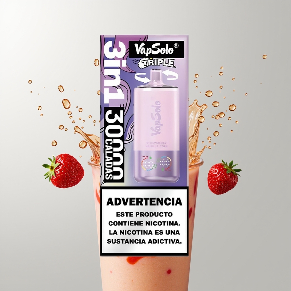 Strawberry Vanilla Coke Vapsolo Triple 30000 Puffs Disposable Vape Ireland Wholesale