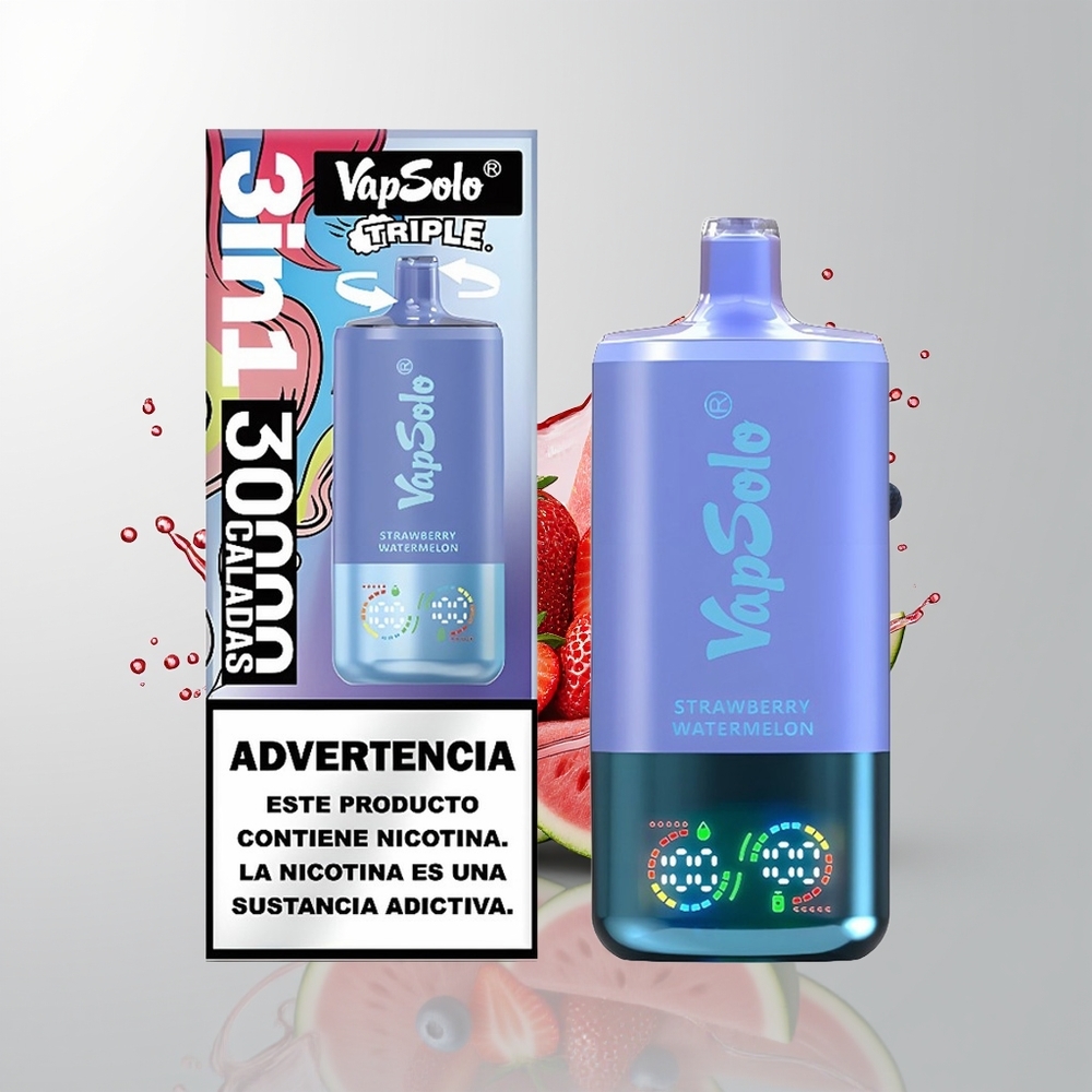 Strawberry Watermelon & Blueberry Ice Vapsolo Triple 30000 Puffs Disposable Vape Ireland Wholesale